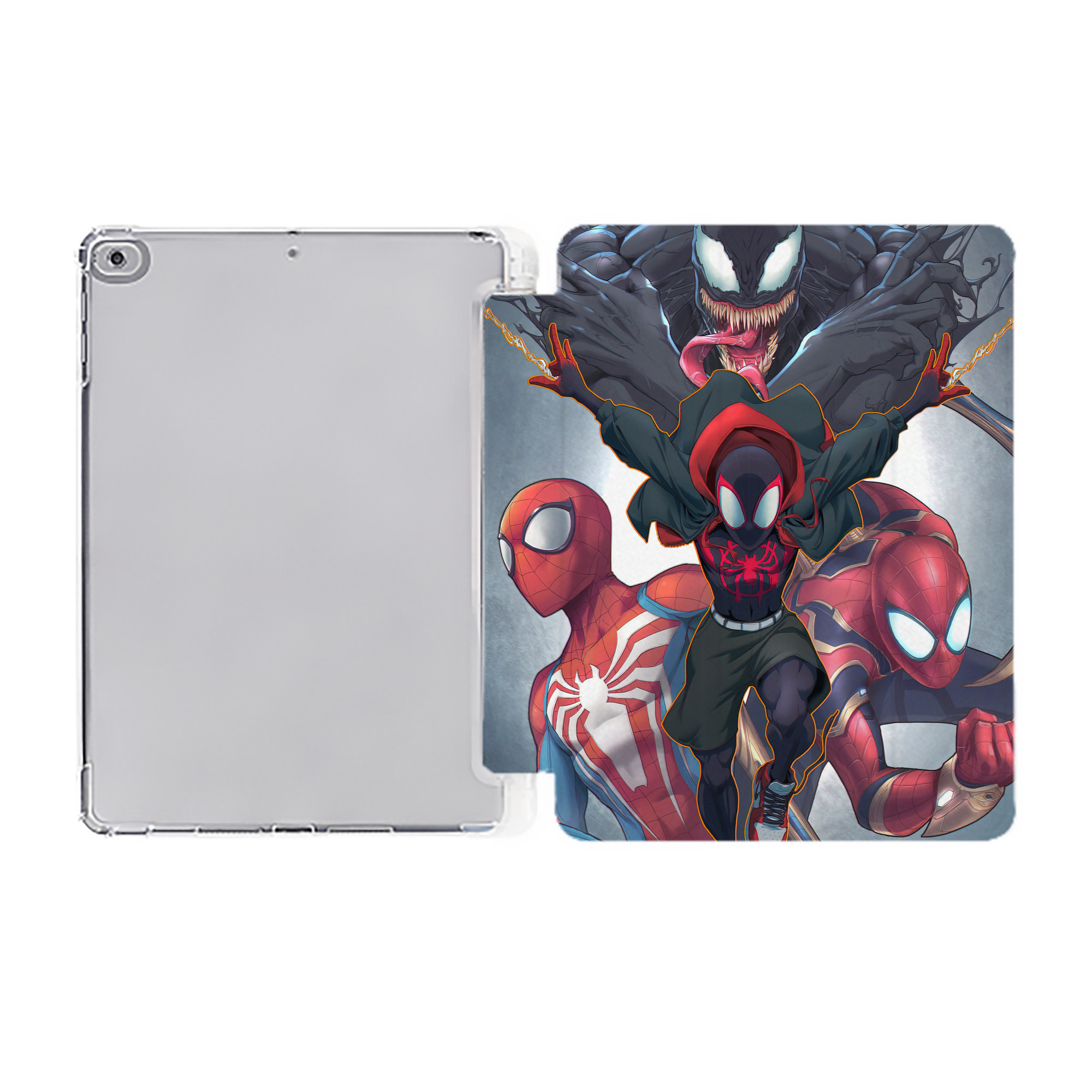 （画像用） Spider Man スパイダーマン IPad ケース ペン収納付き 三つ折りスタンド PUレザー×シリコン 対応機種9.5/10.5/10.9インチ
